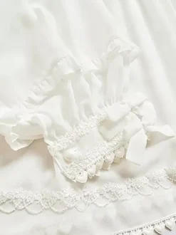 Academic Lolita Blouses Ruffles Lace Lolita Top Long Sleeves Blouse White Lolita Shirt