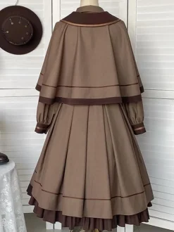 Academic Lolita Cape Coffee Brown Polyester Winter Lolita Outwears