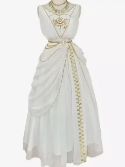 Academic Lolita Outfits White Embroidered Sleeveless Dress Cloak Accessory