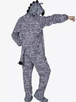 Adults Zebra Kigurumi Onesie Pajamas Black Polyester Jumpsuit Kigurumi Costumes