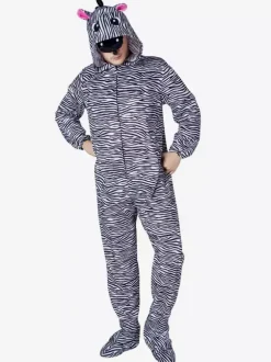 Adults Zebra Kigurumi Onesie Pajamas Black Polyester Jumpsuit Kigurumi Costumes