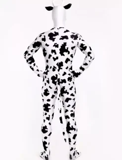 Animal Zentai Suits Morph Suit White Cow Style Zentai Suit Full Body Lycra Spandex Bodysuit