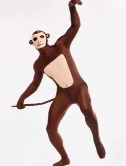 Animal Zentai Suits Morph Suit Monkey Style Zentai Suit Dark Brown Full Body Lycra Spandex Bodysuit