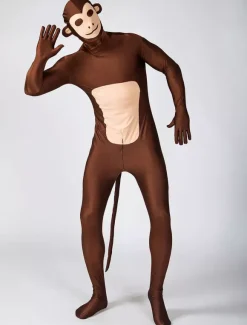 Animal Zentai Suits Morph Suit Monkey Style Zentai Suit Dark Brown Full Body Lycra Spandex Bodysuit