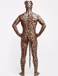 Animal Zentai Suits Morph Suit Leopard Style Zentai Suit Lycra Spandex Bodysuit with Eyes & Mouth Opened