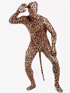 Animal Zentai Suits Morph Suit Leopard Style Zentai Suit Lycra Spandex Bodysuit with Eyes & Mouth Opened