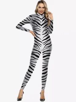 Animal Zentai Suits Zentai Unisex Cosplay Bodysuit Zebra Animal Skin Printed Party Skinny Catsuit Jumpsuit