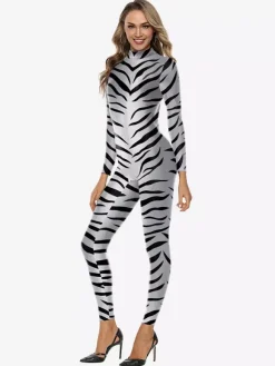 Animal Zentai Suits Zentai Unisex Cosplay Bodysuit Zebra Animal Skin Printed Party Skinny Catsuit Jumpsuit