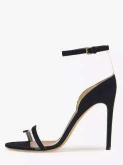 Ankle Strap Sandals Suede Open Toe High Heel Dress Shoes