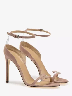 Ankle Strap Sandals Suede Open Toe High Heel Dress Shoes