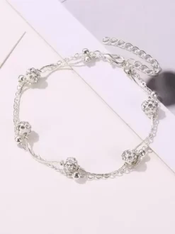 Anklet Crystal Metal Base Beaded Ankle Bracelet