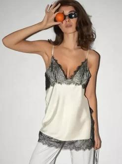 Apricot Cami Top Straps Neck Lace Chic Backless Women Camis