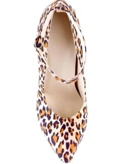 Apricot Leopard Print Pointed Toe Cloth Stilettos
