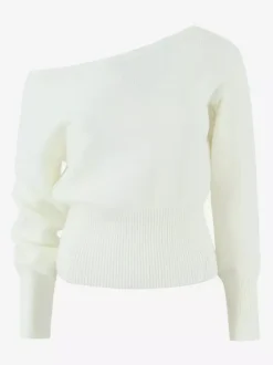 Asymmetric Pullover Sweater With Ribbed Waist And Lantern Sleeves For Women 2026