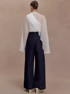 Asymmetric Chiffon Cape Sleeve Blouse For Women 2026