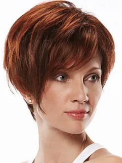 Attractive Mahogany Side Parting Heat-resistant Fiber Woman's Short Wig