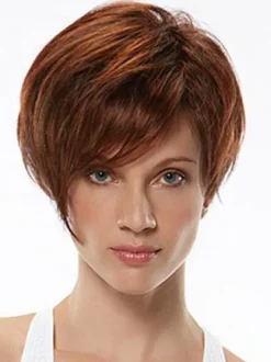 Attractive Mahogany Side Parting Heat-resistant Fiber Woman's Short Wig