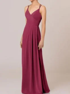 Avocado Green Cheap Wedding Dresses V Neck Sleeveless Backless Pleated Chiffon A Line Floor Length Bride Dresses