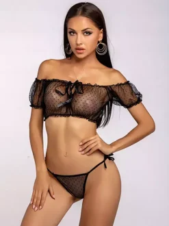 Babydoll For Woman Nude Pleated Sheer Sexy Lingerie