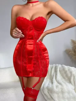 Babydolls Lingerie Babydoll For Woman Red Polyester Sexy