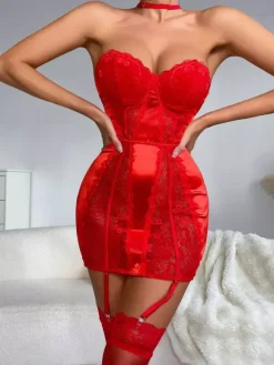 Babydolls Lingerie Babydoll For Woman Red Polyester Sexy