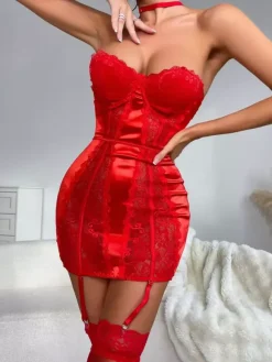 Babydolls Lingerie Babydoll For Woman Red Polyester Sexy