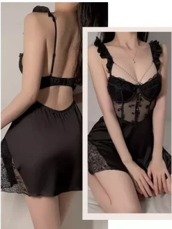 Babydolls Lingerie Sexy Champagne Lace Backless Tulle Sexy Nightgown