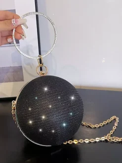 Ball Crossbody Bag With Chain Shiny Evening Handbag For Women 2026