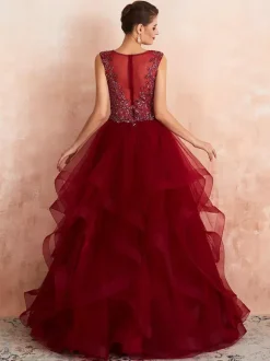 Ball Gown Wedding Dress Princess Floor Length V Neck Sleeveless Sequins Tulle Bridal Dresses