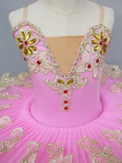 Ballet Dance Costume Pink Lace Embroidered Beaded Tutu Ballerina Dress
