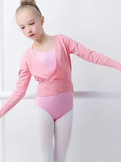 Ballet Dance Costumes Pink Women's Kid's Dancer Pleated Lace up Artwork Pleated Cotton Blend Overcoat Top dancing wear