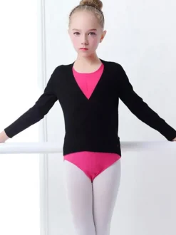 Ballet Dance Costumes Pink Women's Kid's Dancer Pleated Lace up Artwork Pleated Cotton Blend Overcoat Top dancing wear
