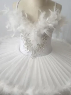 Ballet Dress Black Girl's Kid's Ballerina Feathers Ruffles Lace Polyester Dress Dancing Wear