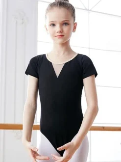 Ballet Dress Green Women's Kid's Ballerina Pleated Cut Out Color Block Shaping Lycra Spandex Jumpsuit Jumpsuit dancing wear
