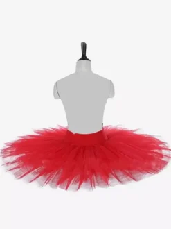 Ballet Dress Red Women's Kid's Ballerina Ruffles Polyester Skirt Performance Wear