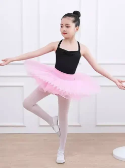 Ballet Dress Red Women's Kid's Ballerina Ruffles Polyester Skirt Performance Wear