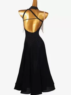 Ballroom Dance Costumes Black Women's Lycra Spandex Asymmetrical Dress Dance Dress