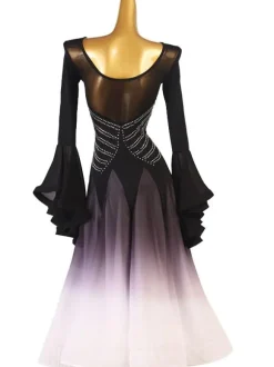 Ballroom Dance Costumes Black Women's Sexy Polyester Sequins Dress Dancer Dancing Wear