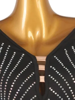 Ballroom Dance Costumes Black Women's Sexy Polyester Sequins Dress Dancer Dancing Wear