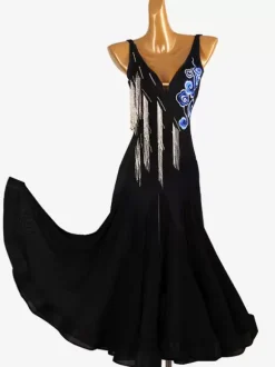 Ballroom Dance Costumes Black Women's Sexy Lycra Spandex Dress Dance Dress
