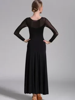 Ballroom Dance Costumes Black Women's Elegant Transparente Jewel Neck Polyester Dress Dance Wear