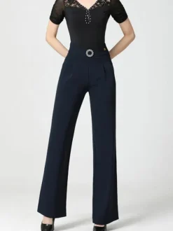 Ballroom Dance Costumes Dark Green Women's Polyester Pants Dance Dress