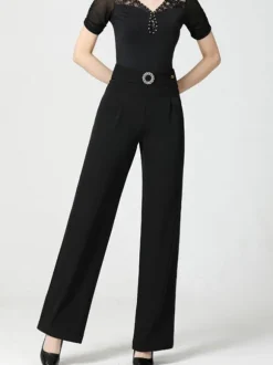 Ballroom Dance Costumes Dark Green Women's Polyester Pants Dance Dress