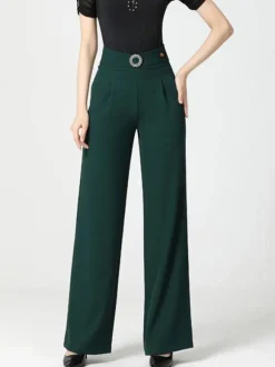 Ballroom Dance Costumes Dark Green Women's Polyester Pants Dance Dress