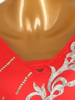 Ballroom Dance Costumes Ture Red Women's Lycra Spandex Dress Fringe Dance Dress