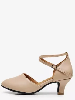 Ballroom Dance Shoes Women's Round Toe Criss Cross Latin Dance Shoes