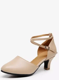 Ballroom Dance Shoes Women's Round Toe Criss Cross Latin Dance Shoes