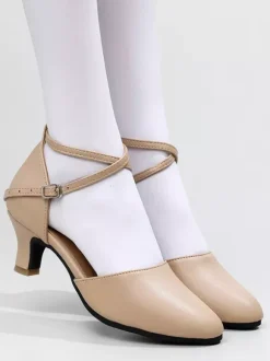Ballroom Dance Shoes Women's Round Toe Criss Cross Latin Dance Shoes