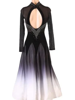 Ballroom Dance Costumes Black Women's Sexy Polyester Dancer Bodycon Dress Rhinestones Dance Dress