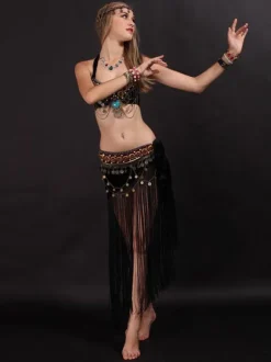 Belly Dance Costume 2 Piece Fringe Women Dancing Wear